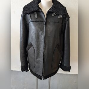 Men's Max Studio Black Sherpa Military Jacket